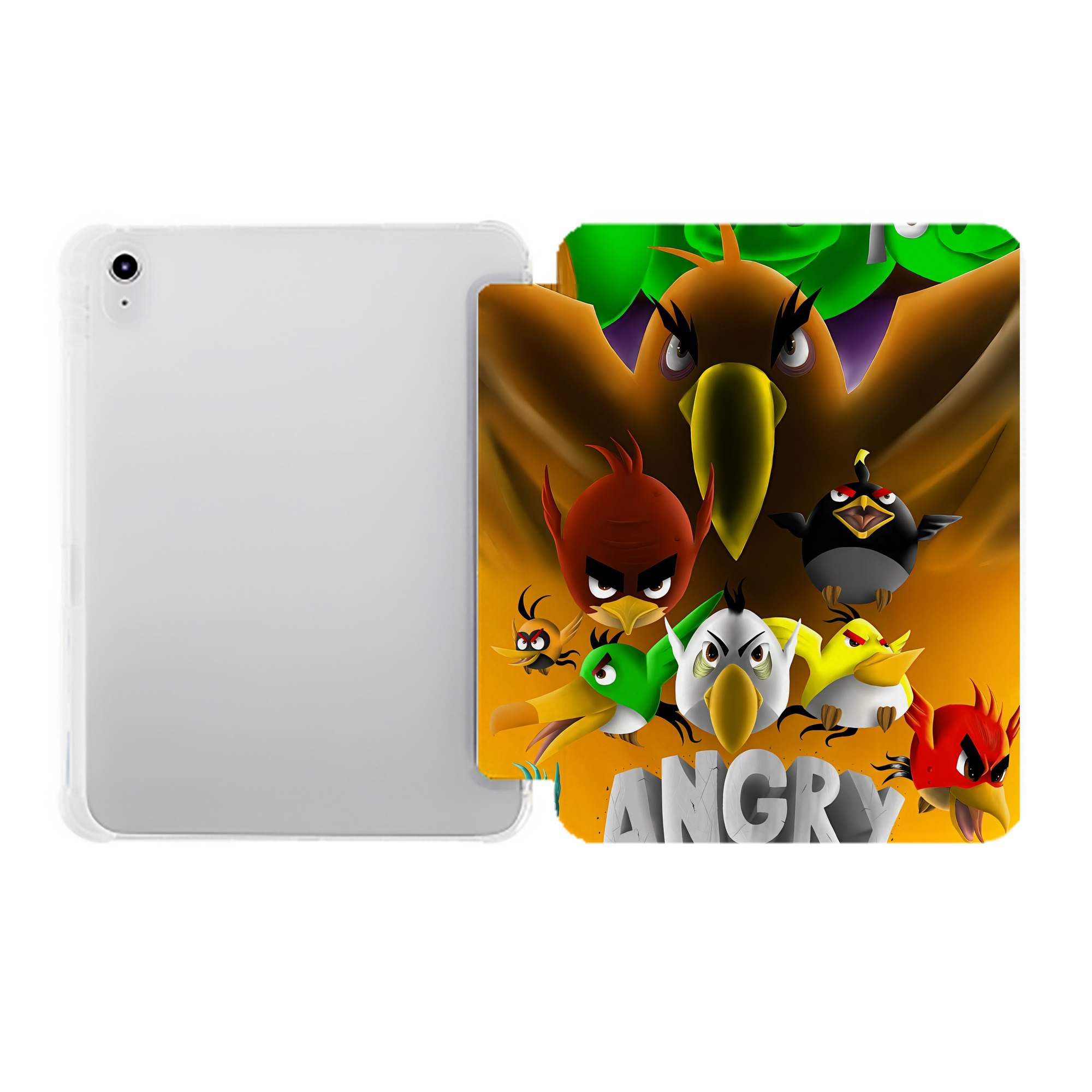 （画像用） Angry Birds アングリーバード IPad ケース ペン収納付き 三つ折りスタンド PUレザー×シリコン 対応機種9.5/10.5/10.9インチ